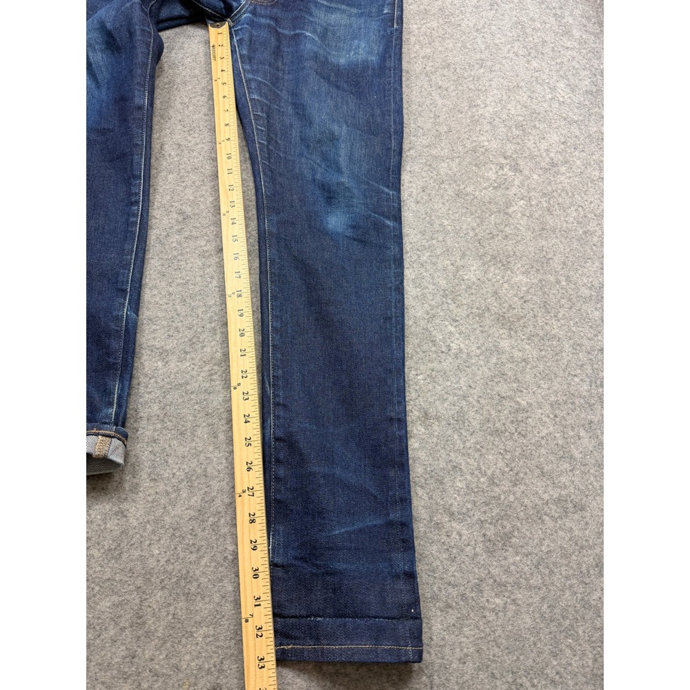 Uniqlo Selvedge Jeans Mens 32x33 Blue Slim Straight Kaihara Japanese Raw Denim - Picture 12 of 15